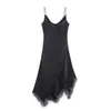 Vestido de renda estilo europeu e americano 215 2026919 novo slim-fit transfronteiriço 5 verão seda acetinada texturizada vestido sexy feminino