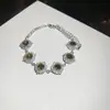 Um Toque de Verde Oliva~ Pulseira Flor Folha de Zircônia Oval, Pulseira Doce Estilo Floresta, Joias com Sensação de Luxo Leve e de Alta Qualidade