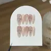 TaoxiliRosa Doce Coração CromadoRosa Pêssego Suave Gradiente Glitter Fino Coração Cromado Madrepérola Unhas Usáveis Feitas à Mão