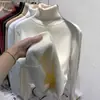 Suéter grueso de punto con forro polar para mujer, cálido, una pieza, top de terciopelo, otoño e invierno, hilo, cuello alto, manga larga, tejido base, ropa interior