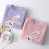 Suéter Grueso de Lana Hecho a Mano con Dibujo de Conejo para Niñas, Nuevo Suéter Pulóver de Cuello Redondo Otoño/Invierno para Niños Mayores, Suéter de Capa Base