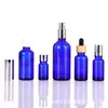 Botellas Azules de Vidrio para Aceites Esenciales al por Mayor, Botellas Vacías para Cosméticos y Perfume, Botellas Pequeñas de Muestra, Botellas Gotero con Puntas de Goma, Botellas para Serum