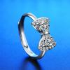 Ornamentos de mão europeus e americanos Anel de laço de diamante de moda de prata temperamento feminino menina doce anel de abertura uma geração de cabelo