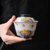 Taza de Té Cuenco Cubierta de Esmalte Feliz Miel Conejo Dorado de Fábrica Cerámica Hogar Juego de Té Kung Fu Taza Cuenco Antiescaldado Fabricante de Té de Mano Cuenco de Mano