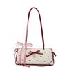 Bolsa de Axila Elegante com Laço Estilo Coreano 2025 Novo Estilo Doce e Descolado Seersucker Simples e Fashion Bolsa de Ombro