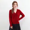Nuevo Cárdigan de Punto con Cuello en V para Otoño/Invierno para Mujer, Versátil Color Sólido Tejido de Trenza Suéter Superior 100% Cachemira Pura
