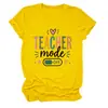 Modo Profesor Desactivado Amazon Wish Sitio Independiente Comercio Exterior Transfronterizo Camiseta Casual para Mujer de Cuello Redondo y Manga Corta