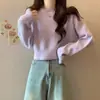 Nuevo Suéter de Punto Estilo Coreano Otoño/Invierno 2026 Versátil Elegante Color Sólido Rejuvenecedor Adelgazante Corto de Alta Calidad Suéter Pulóver para Mujer