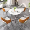 Mesa y Silla de Recepción Modernas y Simples Combinación Mesa de Comedor de Pizarra para Sala de Estar Silla de Comedor Mesa Redonda de Recepción para Tienda Mesa y Silla de Ocio para Balcón