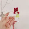 Pasador de moño de alta calidad con borla de hoja verde rosa, nuevo accesorio para el cabello en forma de U estilo chino para mujer, tocado de Año Nuevo estilo antiguo