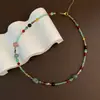 Collar de Piedra Natural Colorida Estilo Bosque Dopamina para Mujer, Sencillo y de Nicho con un Toque de Lujo, Accesorio de Cadena Versátil y Elegante para la Clavícula