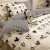 Algodón Lavado Ropa de Cama Sábanas para Cama Juego de Funda Nórdica de Cuatro Piezas Juego de Cama Individual y Doble para Dormitorio de Estudiantes Juego de Tres Piezas para Todas las Estaciones