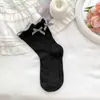 Calcetines de Media Pantorrilla con Lazo en el Talón para Mujer, Delgados para Primavera y Verano, Patrón Oscuro de Cachorro, Estilo Coreano, Estilo Ins, Calcetines de Felpa con Encaje de Doble Capa