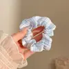2026 Novo Estilo Estilo Floresta Elástico Alto Prendedor de Cabelo com Laço Preguiçoso, Corda de Cabelo para Rabo de Cavalo em Tecido de Renda para Mulheres