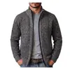 Amazon Transfronterizo Otoño e Invierno Suéter Cardigan de Cuello Alto para Hombre Chaqueta Gruesa Cálida con Forro Polar Estilo Europeo y Americano Prendas de Punto Ropa de Abrigo