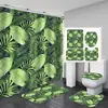Producto Popular de Comercio Electrónico de Amazon: Cortina de ducha de poliéster impermeable con estampado digital y diseño de hojas para partición de baño