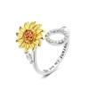 Anillo Giratorio de Girasol Ajustable Transfronterizo Europeo y Americano Antiestrés Ansiedad Anillo de 26 Letras Anillo Giratorio de Girasol