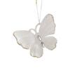 Decoraciones navideñas colgante acrílico blanco mariposa copo de nieve guirnalda árbol de Navidad adornos placa de palabras mixtos con purpurina