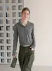Suéter de punto liso con capucha estilo coreano para mujer, suéter de punto de moda para otoño, prenda base, top ajustado a la cintura 7183