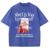 Camiseta Vintage Lavada Estilo Nuevo 2025--Xingyue Estilo Europeo y Americano Elegante Algodón Estampado Manga Corta Cuello Redondo