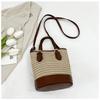 Bolso de paja tejida para mujer, bandolera de mano con textura, estilo informal, 2024