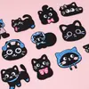 Patche de Tecido Bordado Gatinho Preto Desenho Animado para Jaqueta de Penas Bolsa Patch Autoadesivo Sem Costura Sem Ferro Patch Decorativo DIY