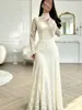 Vestido de noite rendado estilo europeu e americano de 970W, manga longa, corte justo, gola alta, elegante, adequado para banquetes, brindes e casamentos, novo modelo 2026