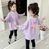 Camiseta de manga larga de algodón puro para niñas, nuevo estilo coreano otoño 2026, top versátil de cuello redondo para niños mayores, estilo primavera y otoño