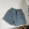 Gl-Kids Estilo Coreano Verano Nuevos Pantalones Cortos de Mezclilla Vintage Deshilachados para Niños Unisex Retro Delgados