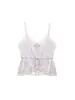 Para Comercio Exterior Transfronterizo Europeo y Americano Verano Nuevo Estilo Francés Sexy Pura Deseo Encaje Patchwork Corbata Cuello en V Camisola Top