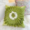 Almofada Decorativa Floral Estilo Francês Retro Luxo Leve Jardim de Monet, Estilo Pastoral, Almofada Rosa e Verde Delicada, Almofada para Sofá de Sala de Estar