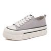 Zapatos de Lona con Suela Gruesa para Mujer 2026 Primavera Nuevos Versátiles Deportivos de Caña Baja Blancos Punta Redonda Negros Tenis Casuales