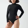 Body sin costuras de estilo europeo y americano con cuello semialto, control de abdomen y mangas largas.
