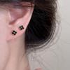 Elegante Simples Pequeno Estilo Casual Quadrado Preto Ear Studs Requintado All-match High-end Brincos de Agulha de Prata para Mulheres