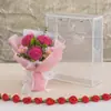 Rosa de flor artificial finalizada com caixa, buquê de crochê de lã de flor artificial tecido à mão para presente de feriado de amigos