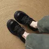 Encuentro Primero Temporada Retro Suéter de Punto Negro Mocasines para Mujer 2026 Otoño/Invierno Nuevos Zapatos de Suela Gruesa de Tacón Alto de Boca Profunda