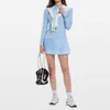 Roupa de Tênis Estilo Novo Transfronteiriça Camisa Polo Manga Longa Feminina com Meio Zíper e Gola Camisa Conjunto de Roupa Esportiva Respirável para Uso ao Ar Livre
