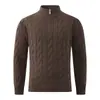Suéter de punto trenzado vintage con media cremallera para otoño e invierno, de importación, para hombre, suéter grueso de corte holgado con cuello alto, chaqueta estilo "old money" para hombre