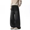 Pantalones de chándal de estilo americano para calle, de pierna curva, para hombre y mujer, pantalones de pierna ancha con lavado degradado negro oscuro, bolsillos tridimensionales de trabajo, pantalones largos de moda