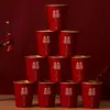 Nuevos vasos de papel desechables dorados para bodas, vasos festivos engrosados para compromiso y ceremonia de té de bodas, vasos de agua festivos rojos al por mayor
