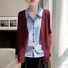 Camisa de Manga Larga Falsa de Dos Piezas a la Moda para Mujer 2026 Primavera Otoño Nuevo Estilo Chic Talla Grande Top Camiseta Ropa Exterior Camisa Base