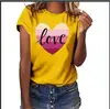 Nova camiseta casual estampada de manga curta solta estilo europeu e americano para mulheres 2