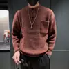 Suéter de punto de cuello alto medio de alta calidad estilo japonés para hombre, suéter retorcido grueso cálido ajustado para usar debajo