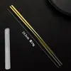 Palillos Cuadrados Medios de Cristal de Hielo de Titanio Puro de 23.5 cm, Palillos Portátiles para Estudiantes, Estuche Portátil de Viaje, Un Palillo por Persona, Antimoho, Antideslizantes