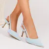 Zapatos de tacón de aguja de lujo de estilo europeo y americano para primavera, simples, de color liso, punta fina, escotados, producto nuevo transfronterizo