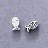 Cuentas espaciadoras de plata pura s925 de doble cara con forma de pez, cuentas de plata con forma de pez koi, materiales para accesorios de joyería de plata para ensartar y hacer manualidades
