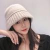 Gorro de Tricô Coreano para Mulheres no Outono e Inverno, Versátil Gorro de Lã Quente para Mulheres, Chapéu Balde para Circunferência de Cabeça Grande, Chapéu Coreano da Moda