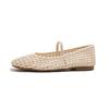 Verão Praia Nicho Tecido à Mão Recortado Respirável Sapatos Mary Jane de Uma Tira Flats de Bico Redondo Sapatos Ballet Scoop