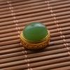 Pingente de ouro antigo arco redondo contas incrustadas pingente de jade acessórios de liga faça você mesmo coroa rabo de peixe