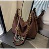 Bolsa Retro Fosca Transfronteiriça para Mulheres, Grande Capacidade, Nova Bolsa de Ombro Transversal Outono e Inverno 2026, Bolsa Dumpling de Corrente para o Dia a Dia